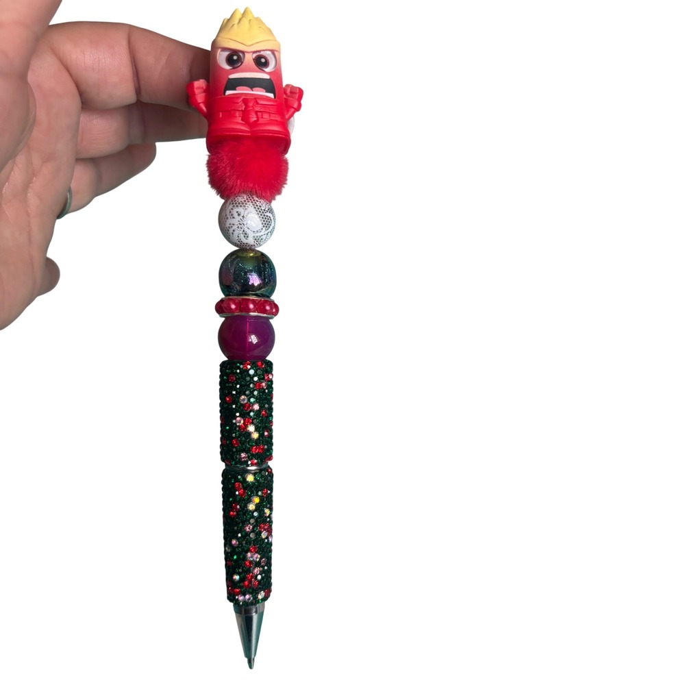 Unbranded Anger Inside Out Beaded Pen Unisex OS Red New Rhinestone Sparkly Gift